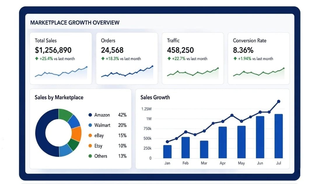 Marketplace growth overview dashboard